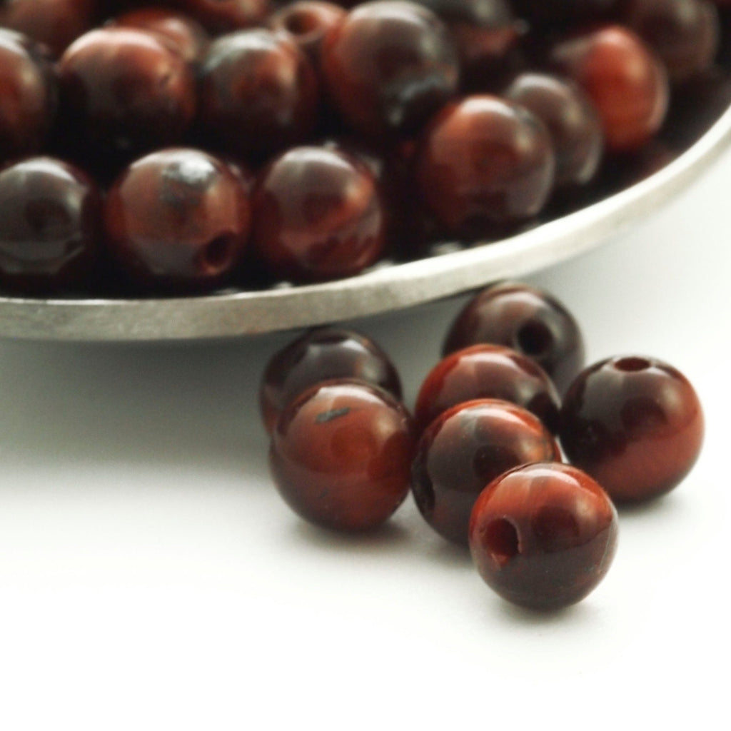 Round Red Tigereye Beads Grade A - 4mm, 8mm, 10mm