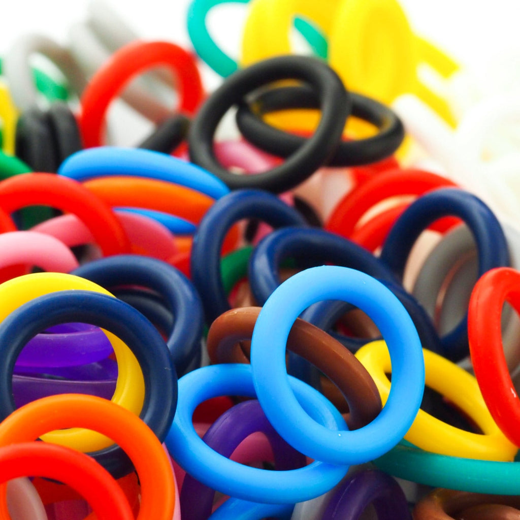 50 - Silicone Jump Rings 15mm OD You Pick Color - Black, White, Brown, Pink, Purple, Blue, Green, Yellow, Orange, Red or Rainbow Mix