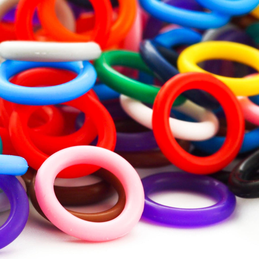 50 - Silicone Jump Rings 15mm OD You Pick Color - Black, White, Brown, Pink, Purple, Blue, Green, Yellow, Orange, Red or Rainbow Mix