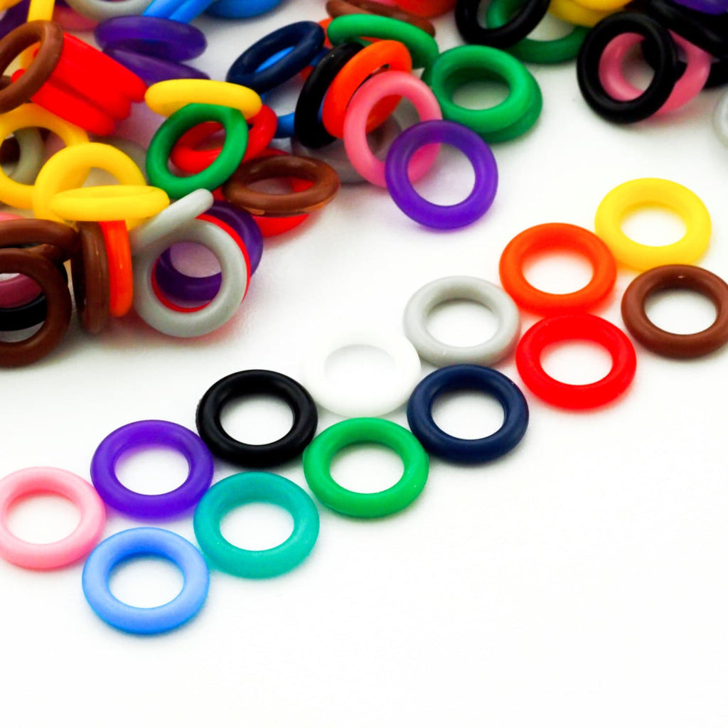 Jump Rings 100 - 10mm OD Silicone You Pick Color - Black, White, Brown, Pink, Purple, Blue, Green, Yellow, Orange, Red or Mix