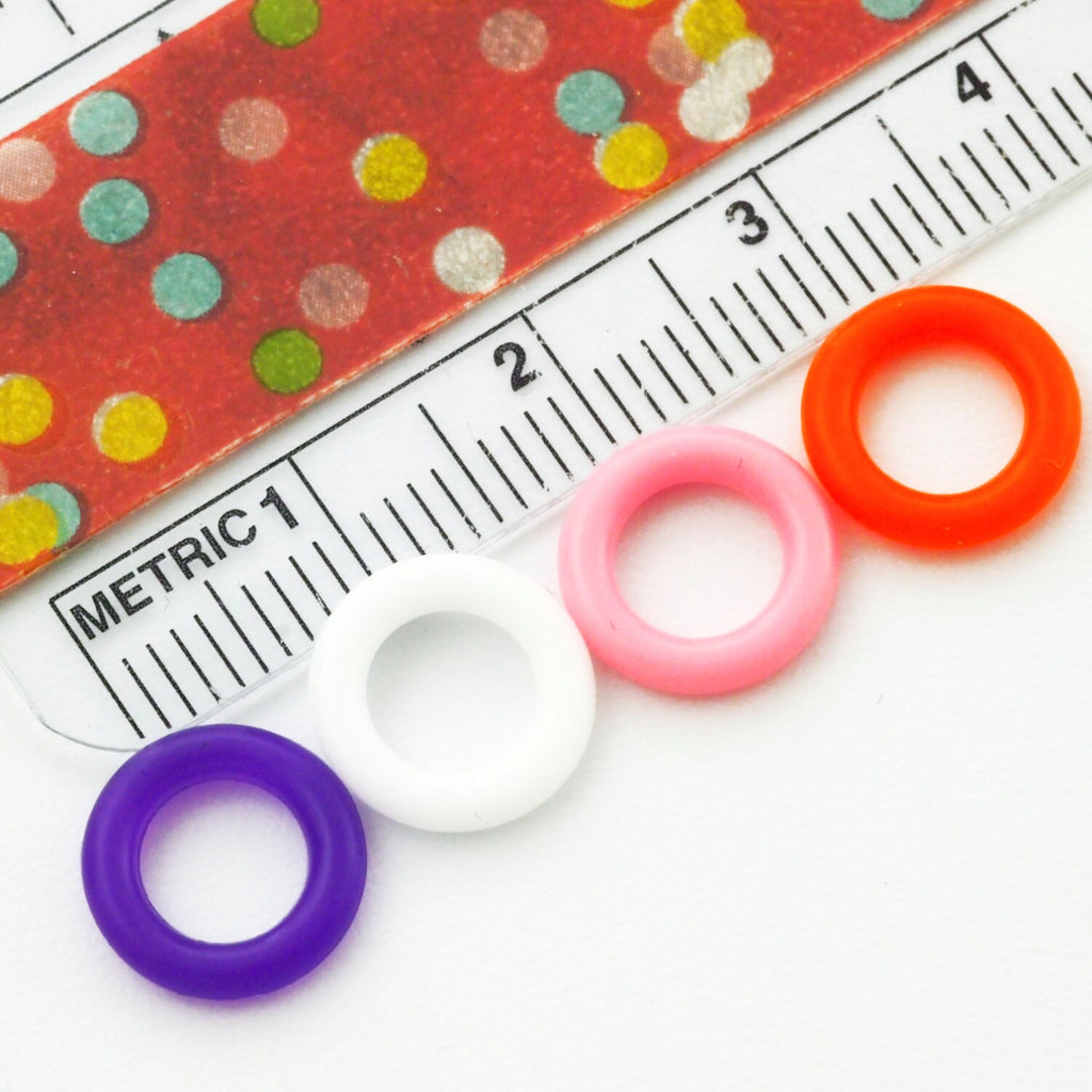 Jump Rings 100 - 10mm OD Silicone You Pick Color - Black, White, Brown, Pink, Purple, Blue, Green, Yellow, Orange, Red or Mix