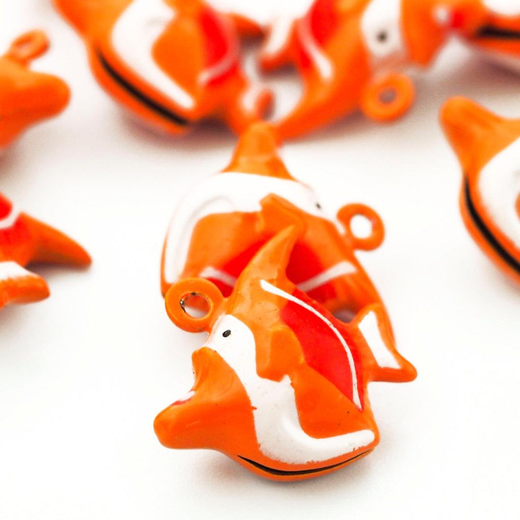 6 Orange Angelfish Bells 24mm X 21mm