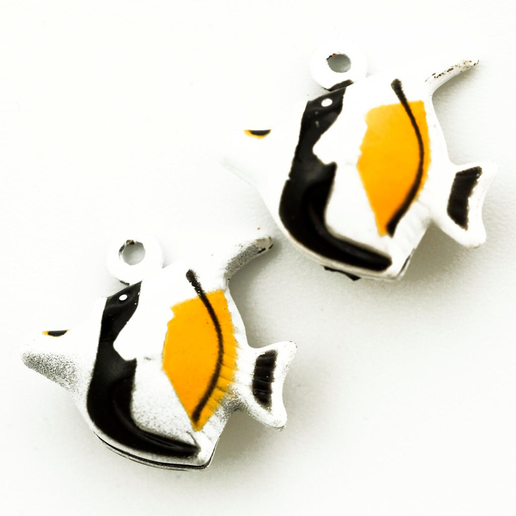 Clearance Sale 6 Black and White Angelfish Bells 24mm X 21mm