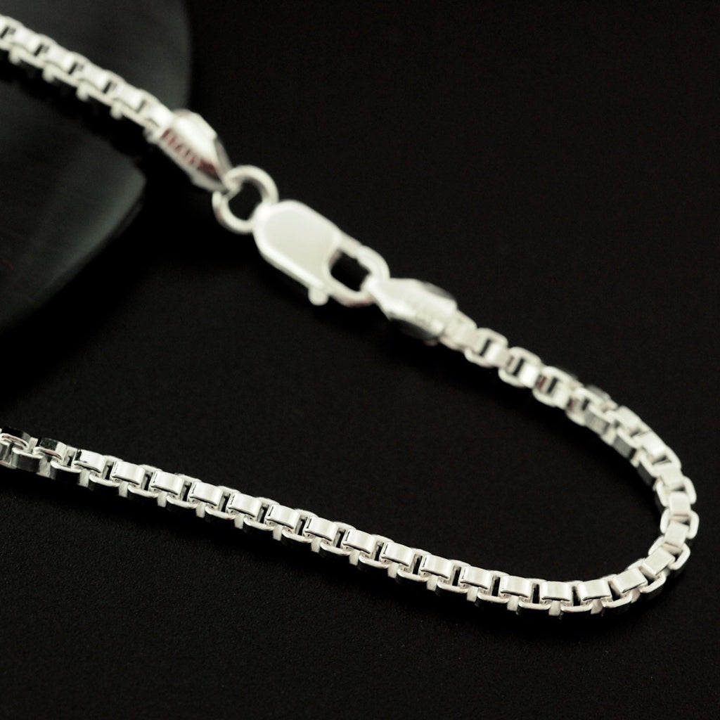 Sterling Silver Square Venetian Box Chain 2.5mm, 1.0mm, 0.6mm - Finished or By The Foot