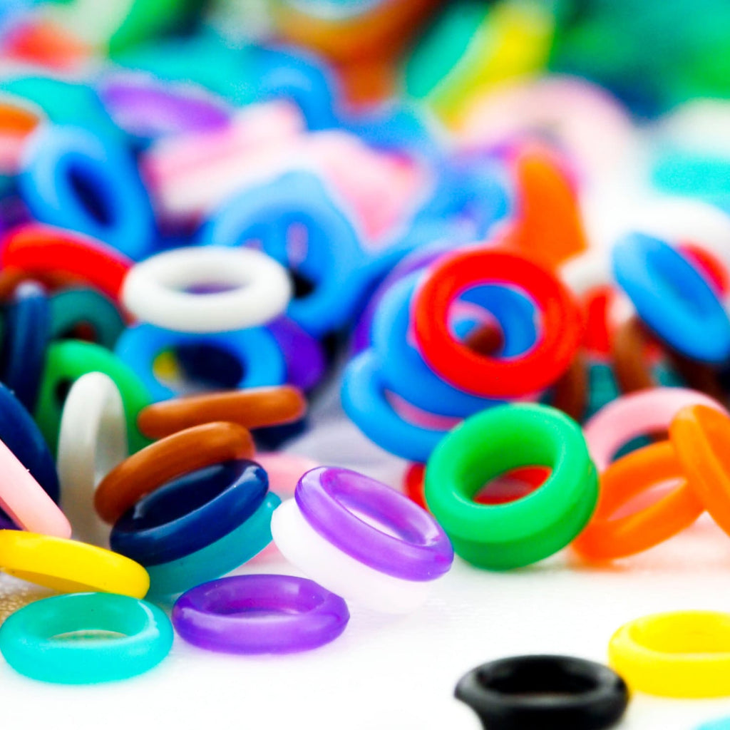 100 - 5mm OD Silicone Jump Rings - You Pick Color - Black, White, Brown, Pink, Purple, Blue, Green, Yellow, Orange, Red or Rainbow Mix
