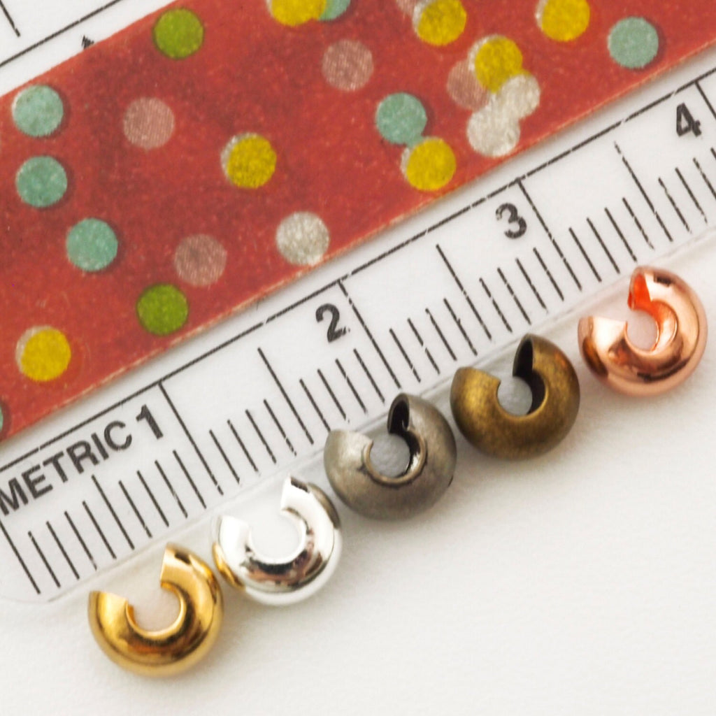 Crimp Covers 50 - 2mm, 3mm, 4mm, 5mm Silver Plated, Gold Plated, Gunmetal, Antique Gold, Copper, Antique Copper, Rose Gold