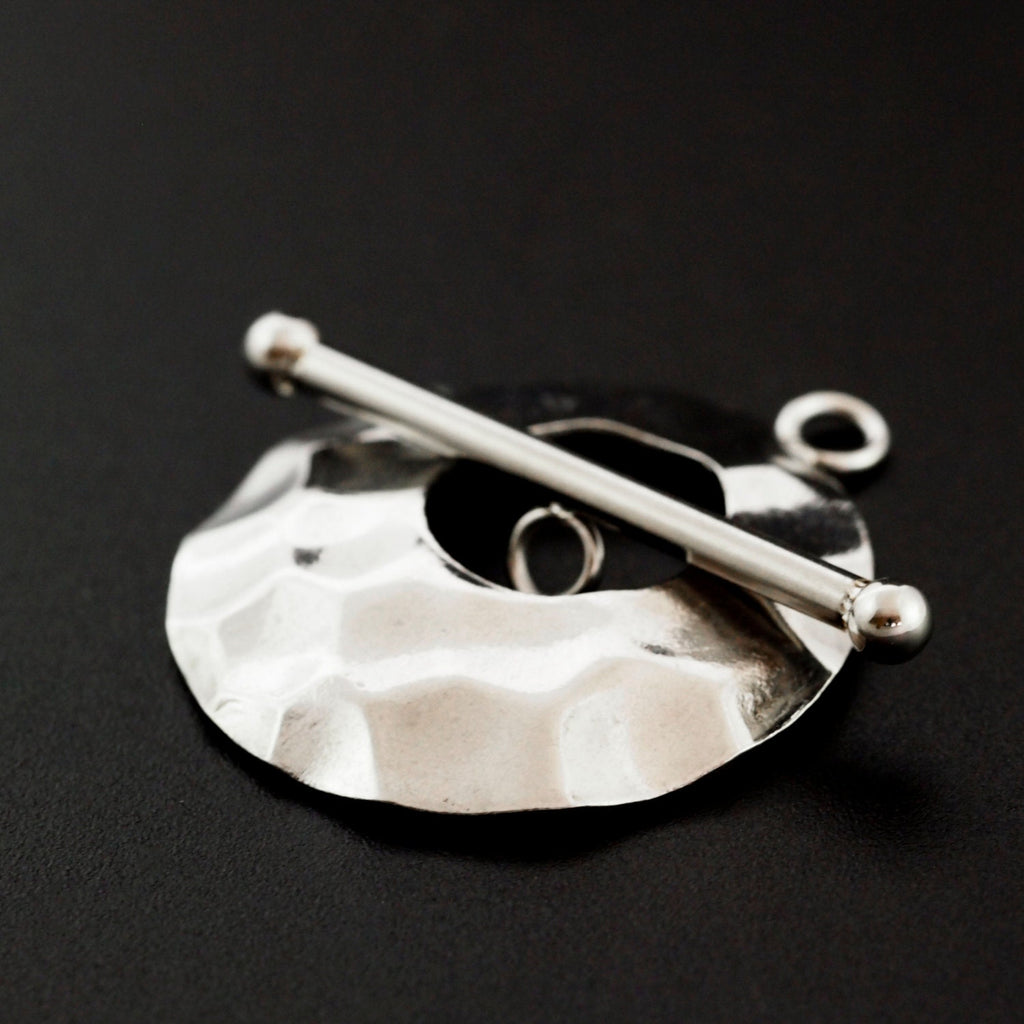 1 Hammered Stainless Steel Toggle Clasp - 24mm X 28mm - Shiny and Sturdy