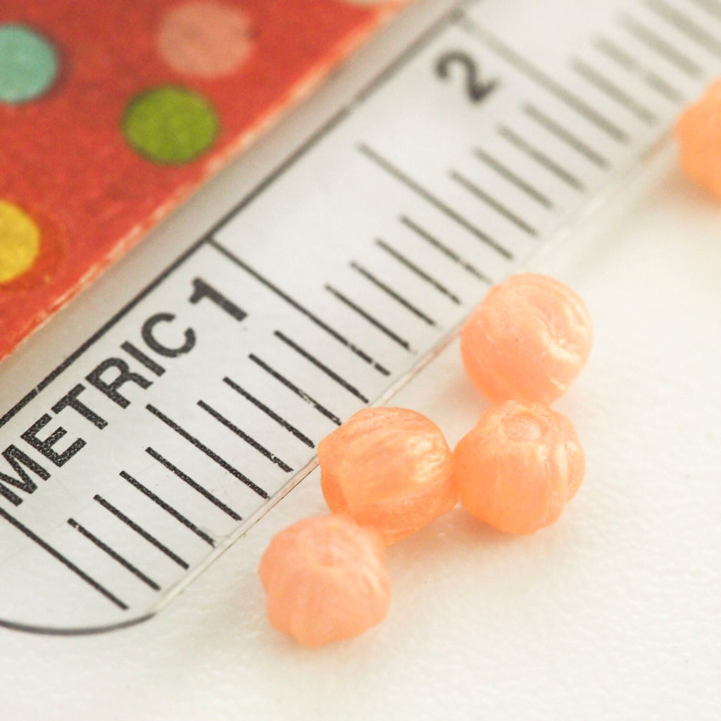 50 - 3mm Sueded Gold Milky Pink Micro Melon Czech Bead - 100% Guaranteed