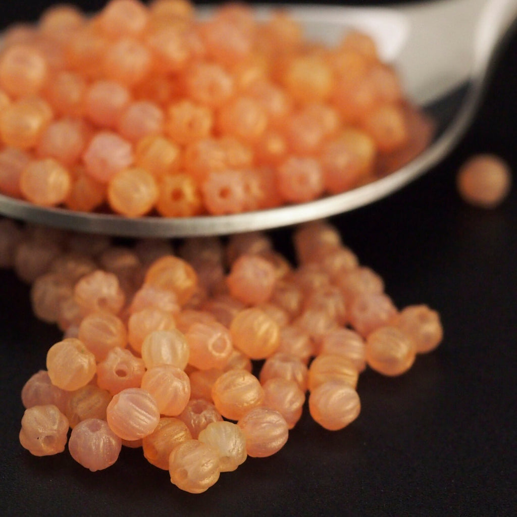 50 - 3mm Sueded Gold Milky Pink Micro Melon Czech Bead - 100% Guaranteed