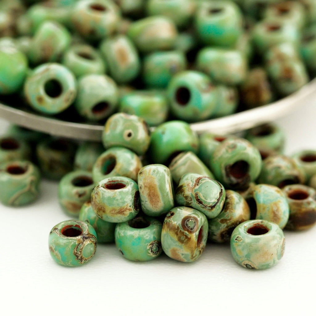 Miyuki 6-4514 Seed Beads 6/0 Turquoise Blue Picasso - 100% Guarantee