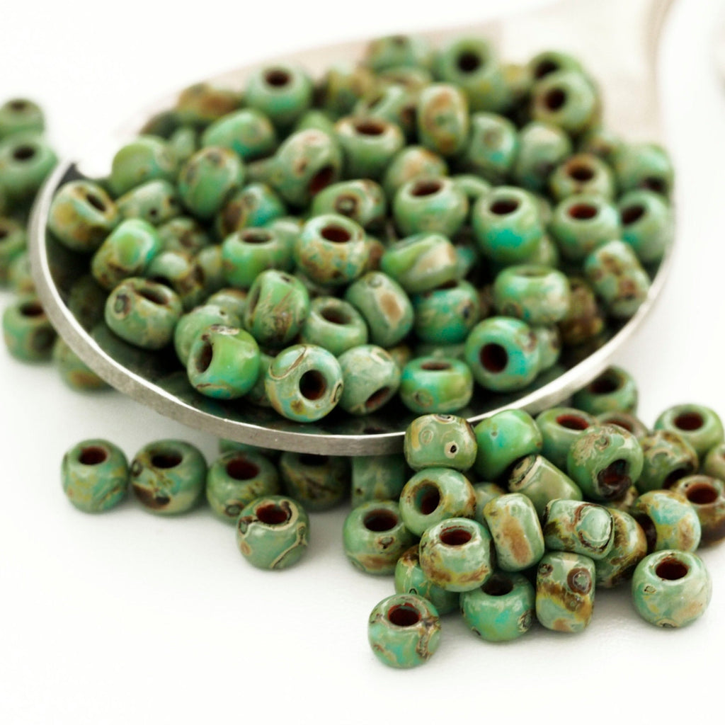 Miyuki 6-4514 Seed Beads 6/0 Turquoise Blue Picasso - 100% Guarantee