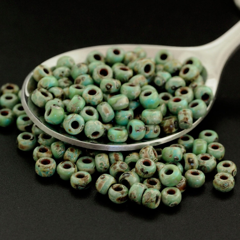 Miyuki 6-4514 Seed Beads 6/0 Turquoise Blue Picasso - 100% Guarantee