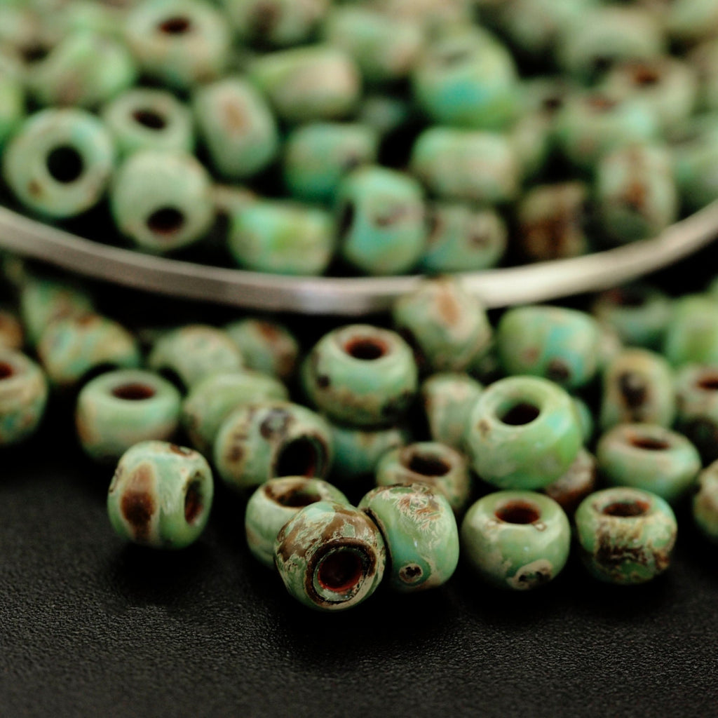 Miyuki 6-4514 Seed Beads 6/0 Turquoise Blue Picasso - 100% Guarantee