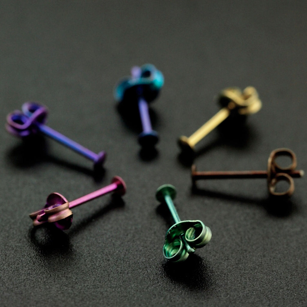 10 Pairs Titanium Ear Nuts, Backs, Clutches, ThiNgS - Small or Medium, Natural Silver or Anodized