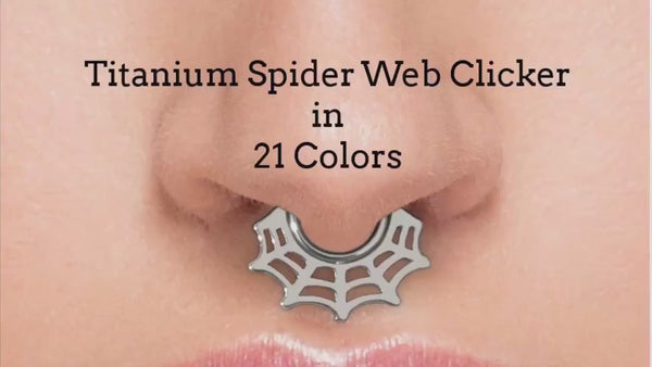 16 gauge Titanium Hoop - Spider Web Hoop Clicker Segment - Colorful and Hypoallergenic Piercing