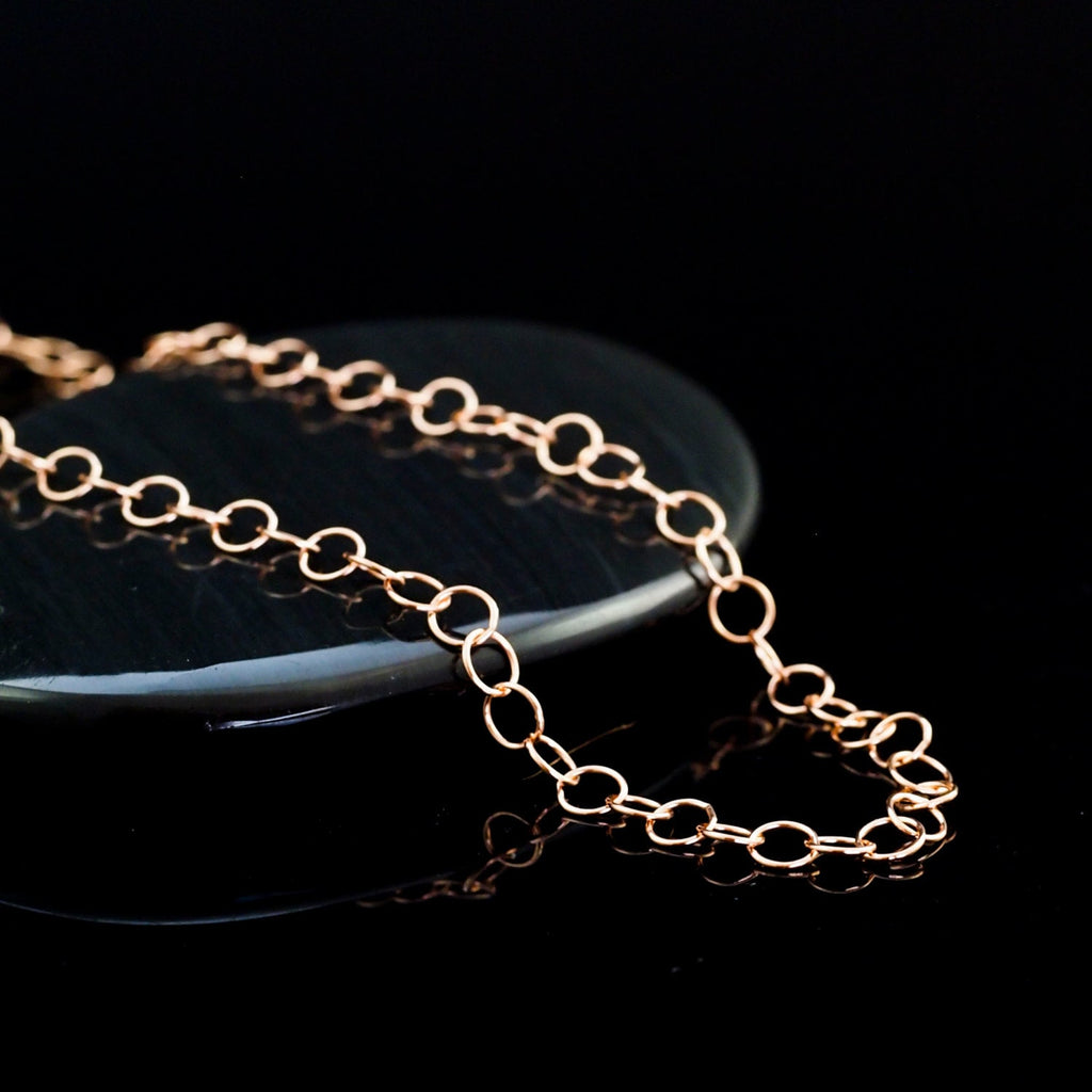 14kt Rose Gold Filled Round Cable Chain - 3.3mm - Custom Length Finished or By the Foot -  Made in the USA Chain