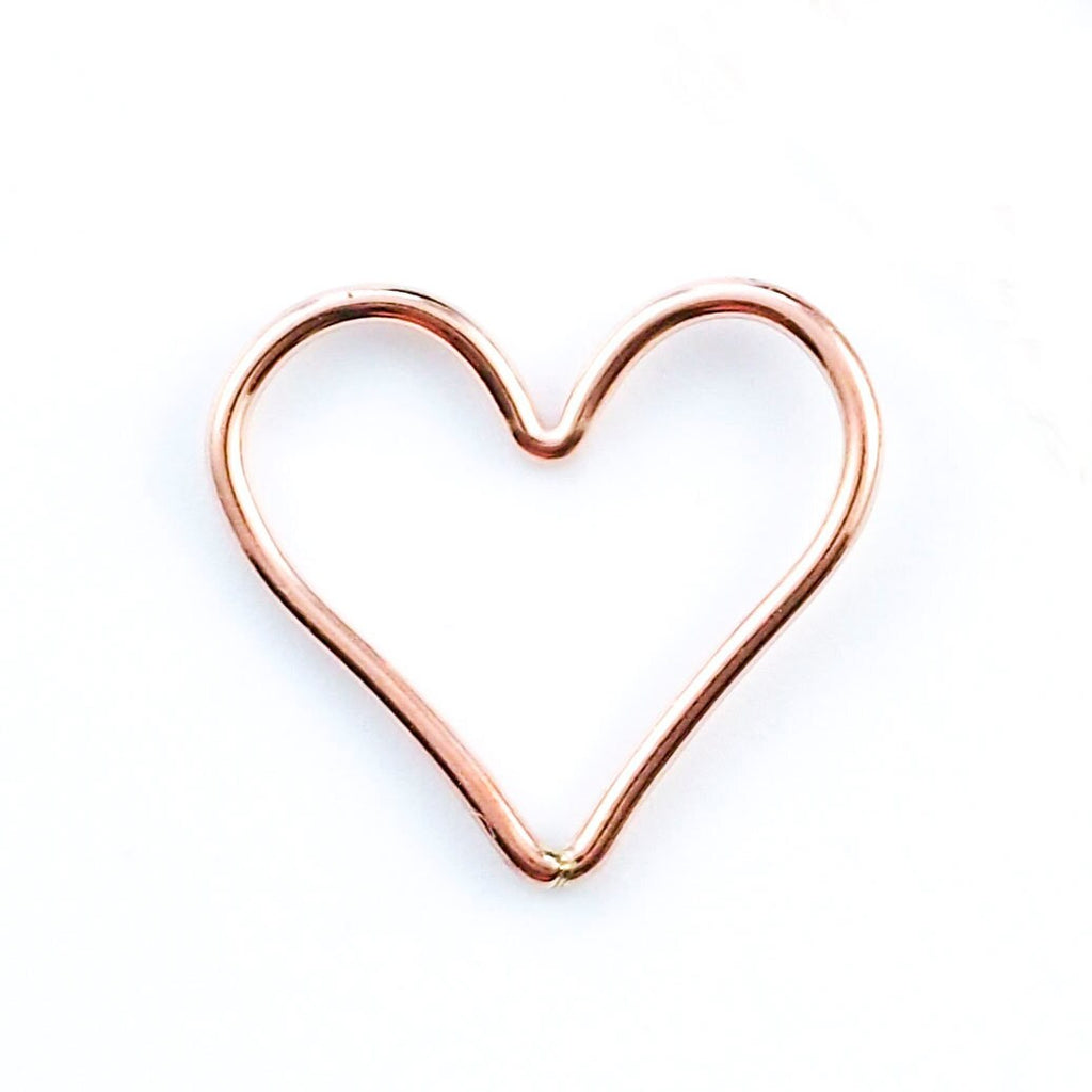 1 - 14kt Rose or Yellow Gold Filled Open Heart Charm - 14mm x 15mm