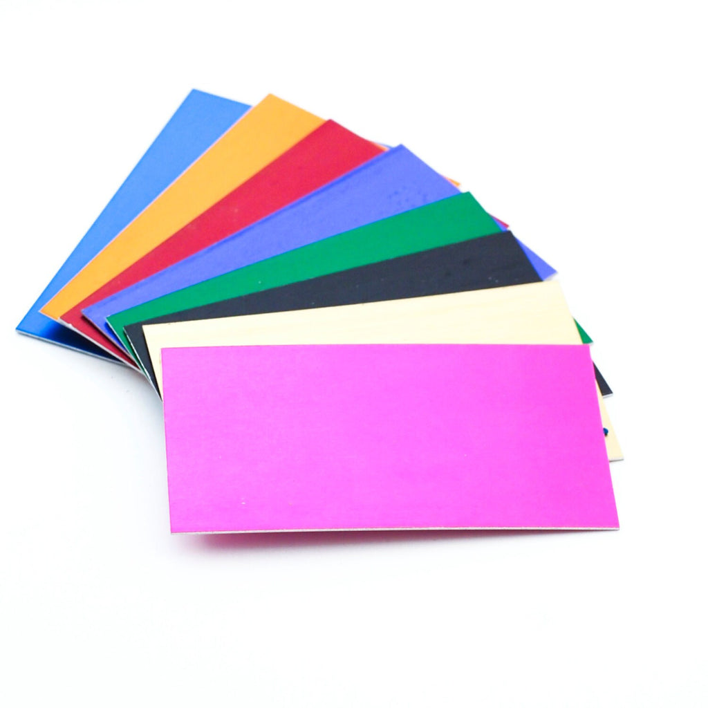 5 Aluminum Stamping Blanks, Business Cards, Discs, Tags - 2 inches X 3 1/2 inches - You Pick Color - Economical, Lightweight