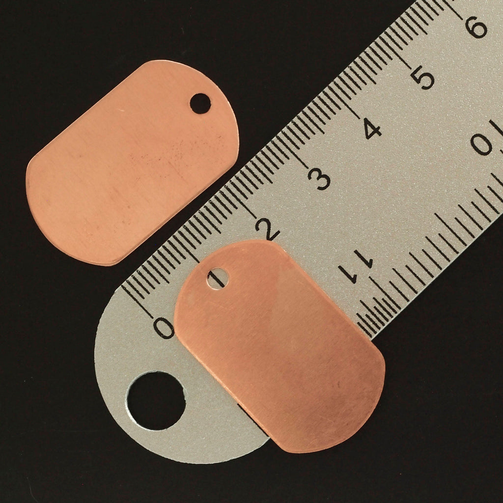 1 Copper Dog Tag Stamping Blank, Disc - Filed and Polished - 32mm X 19mm