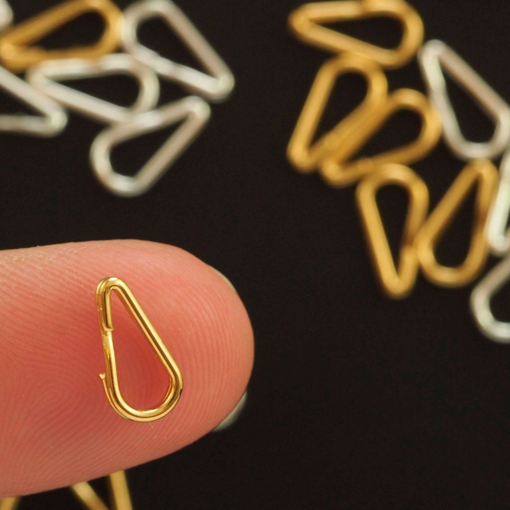 50 Silver or Gold Plated Teardrop Split Rings - 10mm X 5mm OD