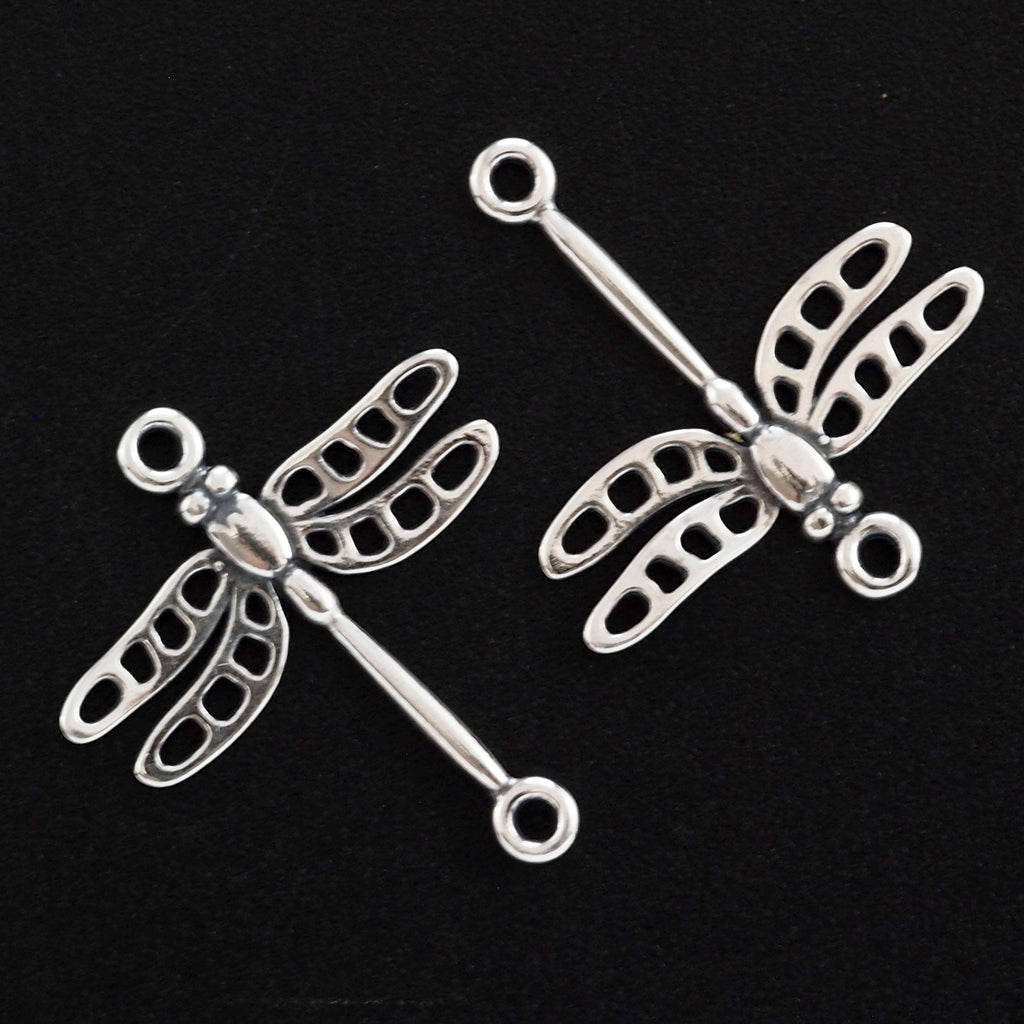 2 Sterling Silver Dragonfly Links - 19mm X 17mm