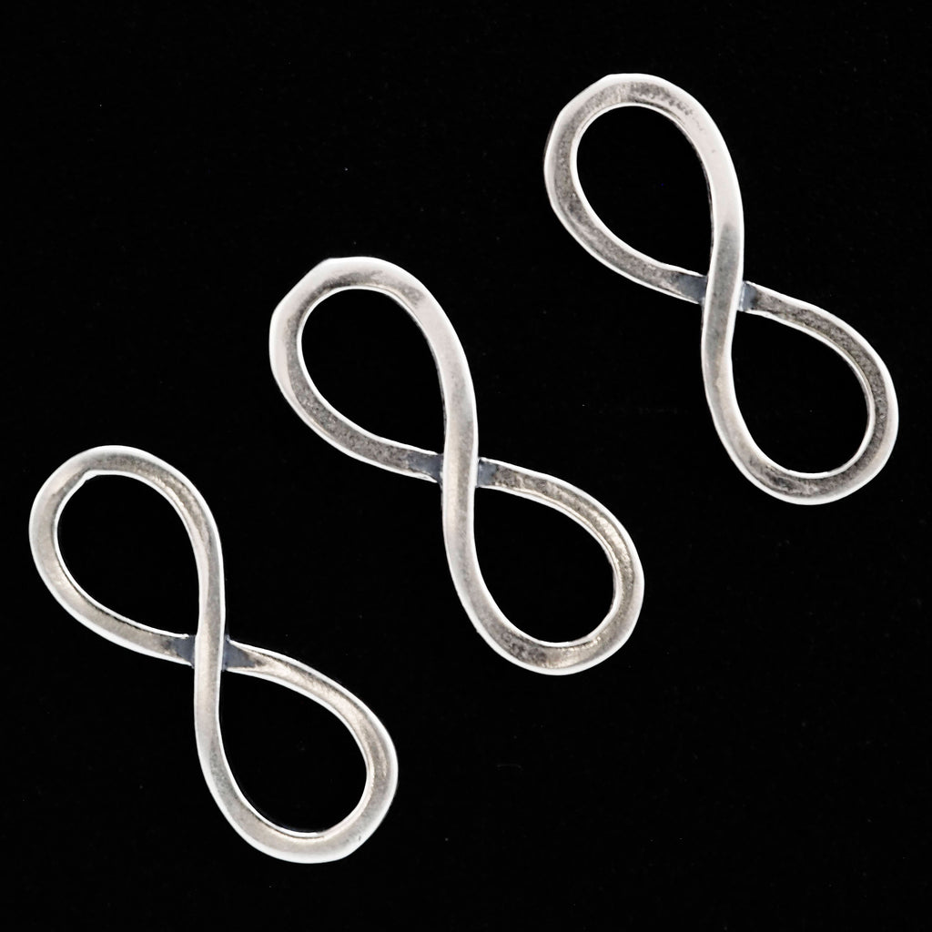 2 Sterling Silver Infinity Links - 14mm X 5.2mm in Shiny, Antique or Black Finish