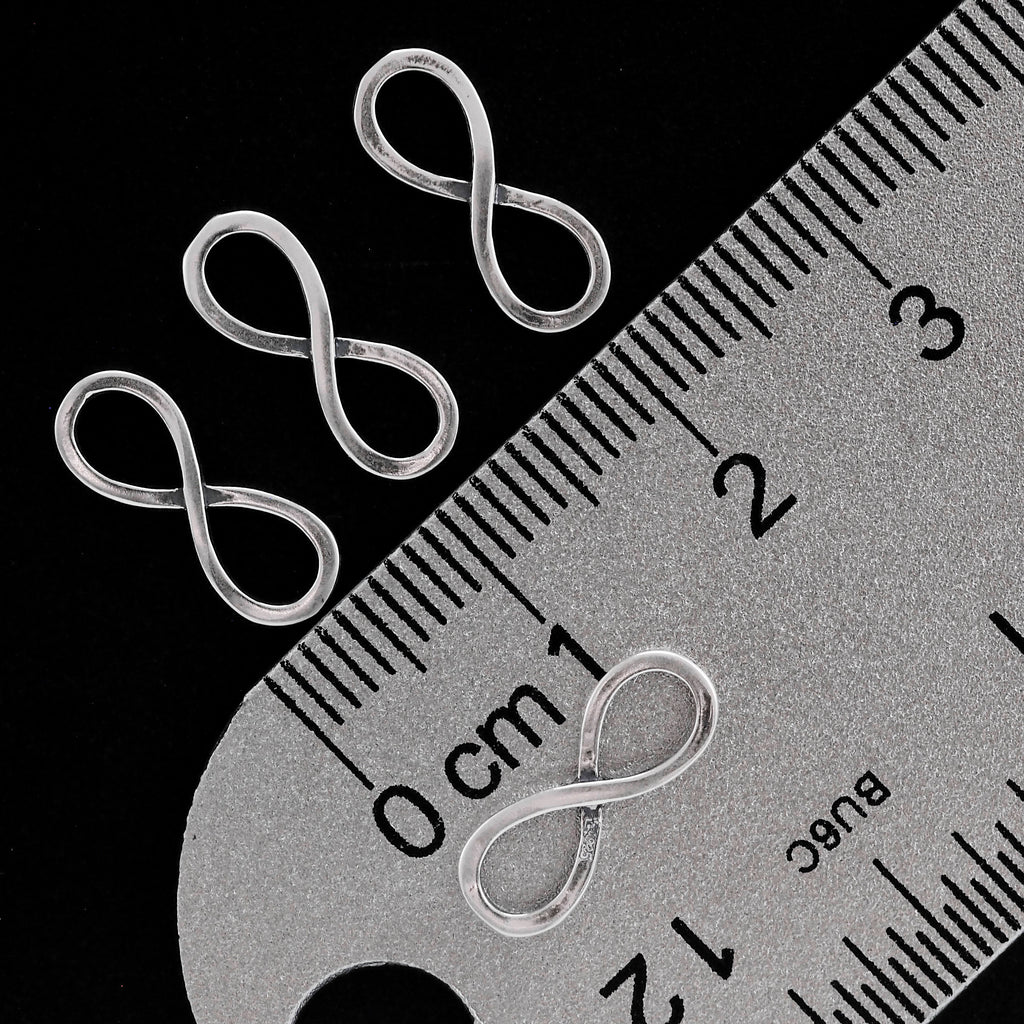 2 Sterling Silver Infinity Links - 14mm X 5.2mm in Shiny, Antique or Black Finish
