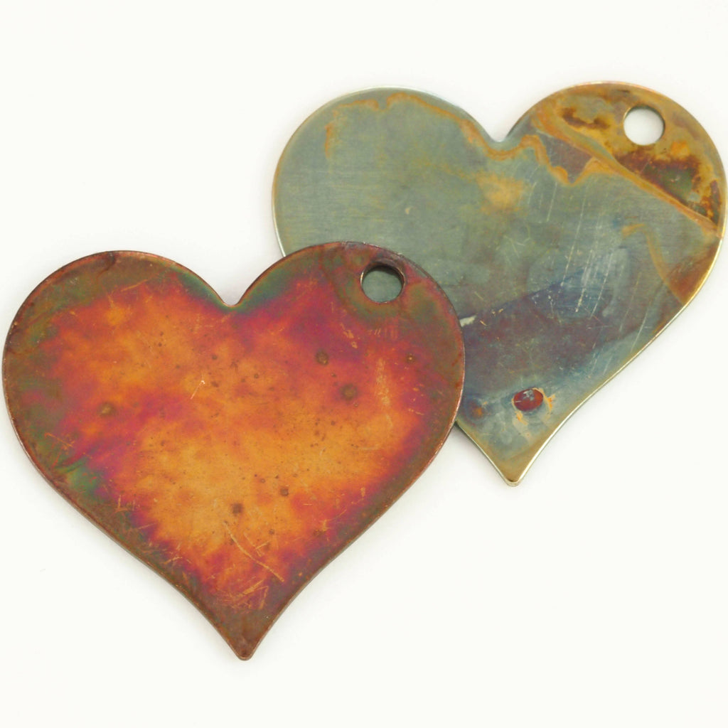 5 Heart Stamping Blanks, Discs - Filed and Polished with Jump Rings - 25mm Jewelry Grade - Bronze, Brass, Copper, Nickel Silver