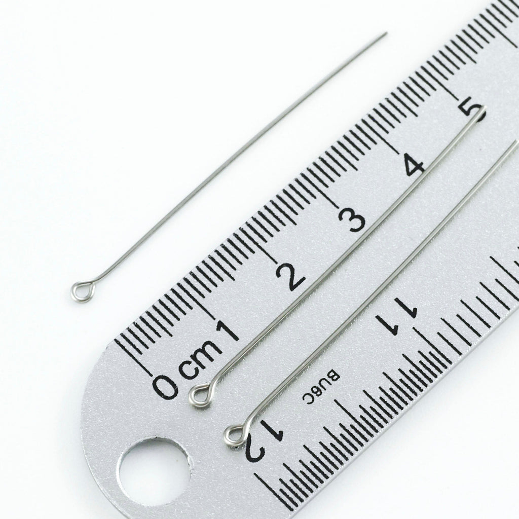 50 Stainless Steel Eye Pins - 21 or 24 gauge - Economical, Straight and Consistent - 100% Guarantee