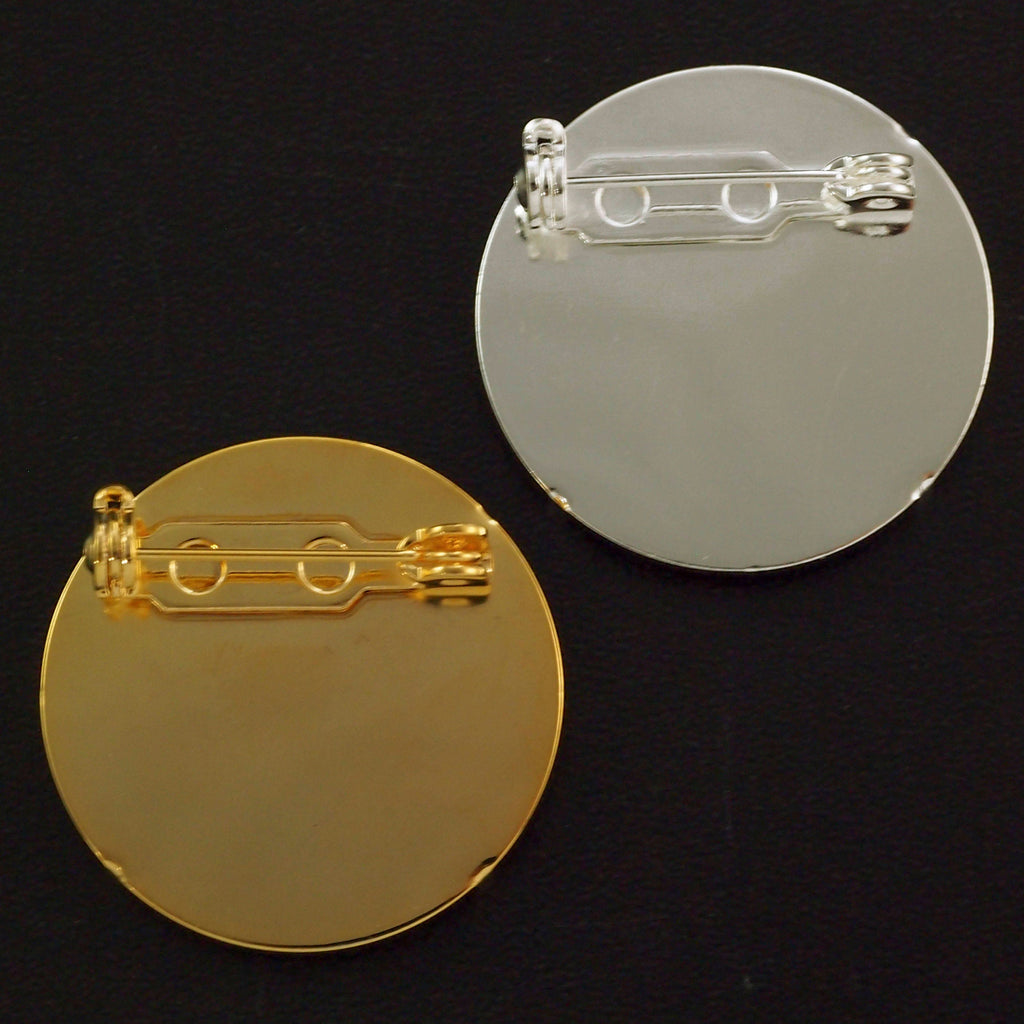 4 - Gold or Silver Plated Round 26mm Pin Backs - Best Commercially Made