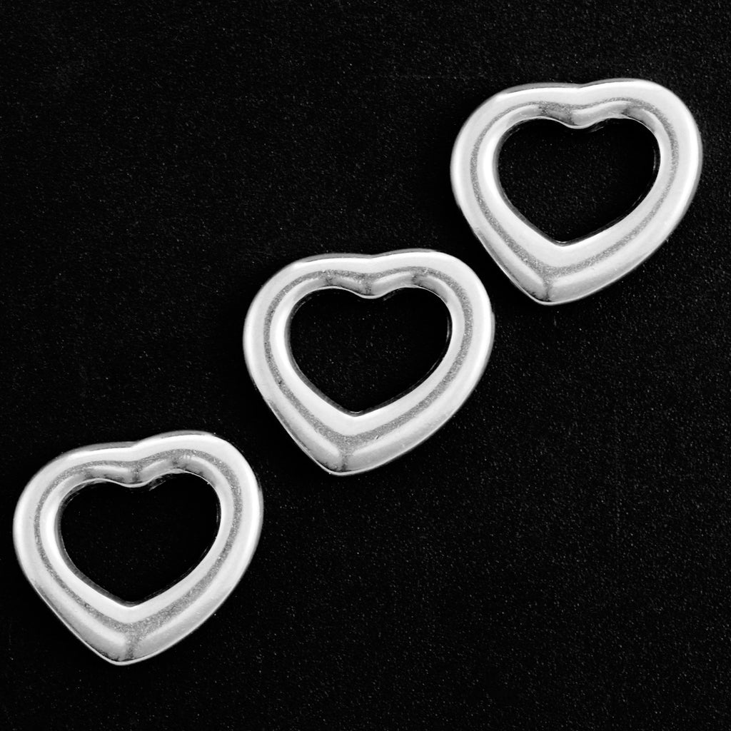 3 Small Stainless Steel Heart Pendants - 16mm