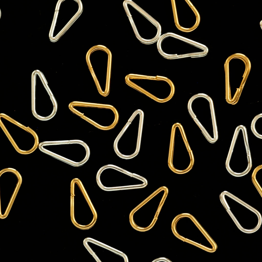 50 Silver or Gold Plated Teardrop Split Rings - 10mm X 5mm OD