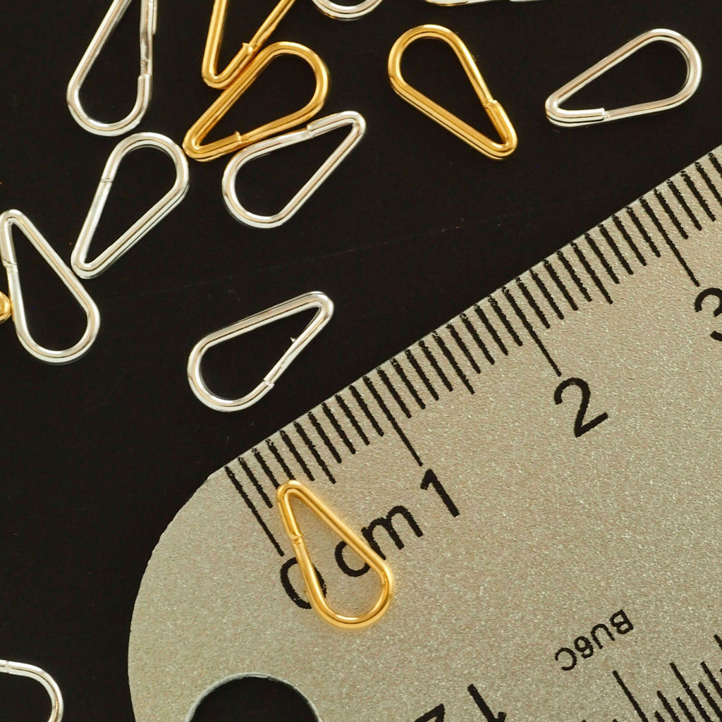 50 Silver or Gold Plated Teardrop Split Rings - 10mm X 5mm OD