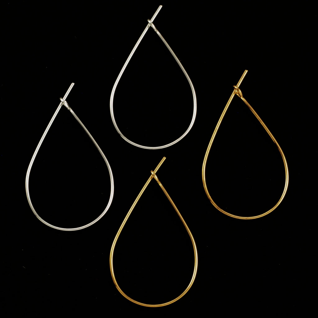 20 Pairs Teardrop Beading Hoops - Economical 27mm X 17mm - Silver or Gold Plated - 100% Guarantee