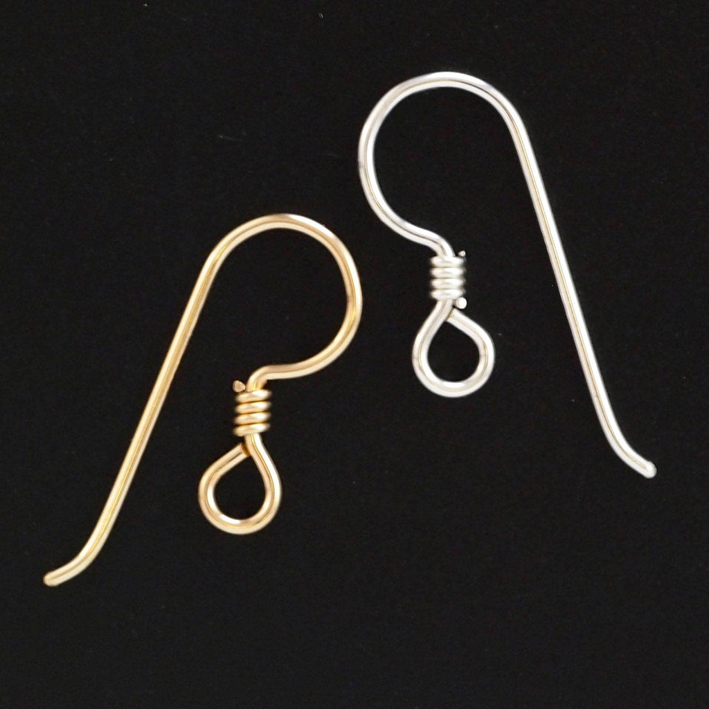 2 Pairs of Simple Ear Wires with Coils - Sterling Silver, Argentium Sterling Silver, 14kt Gold Filled