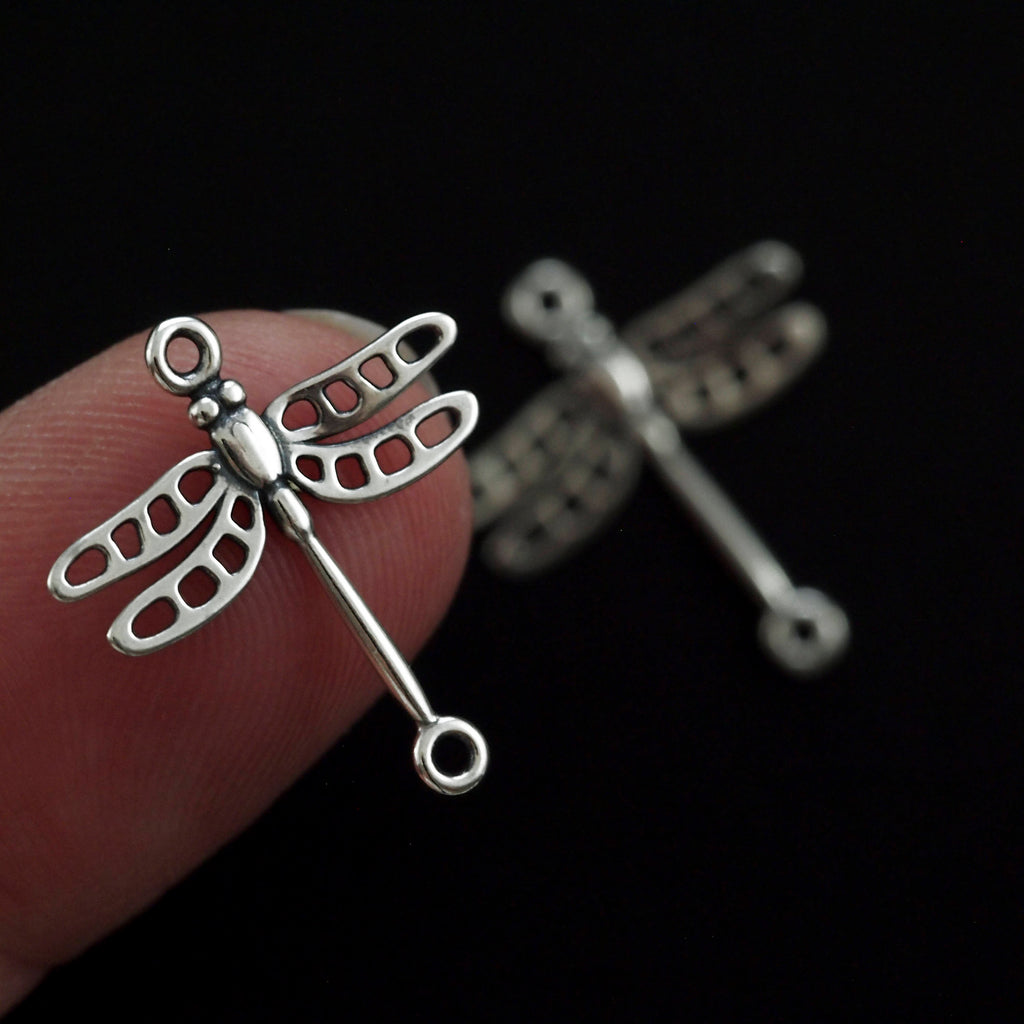 2 Sterling Silver Dragonfly Links - 19mm X 17mm