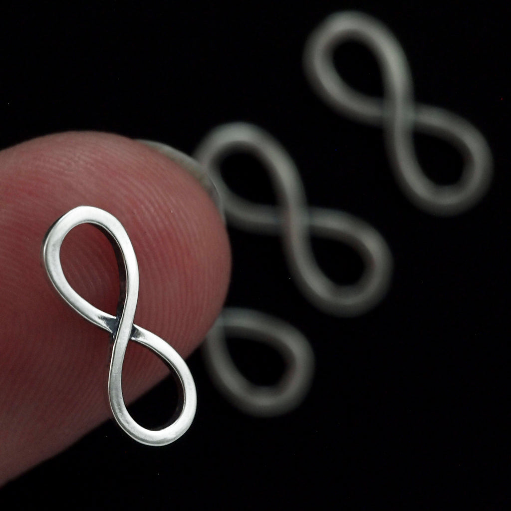 2 Sterling Silver Infinity Links - 14mm X 5.2mm in Shiny, Antique or Black Finish