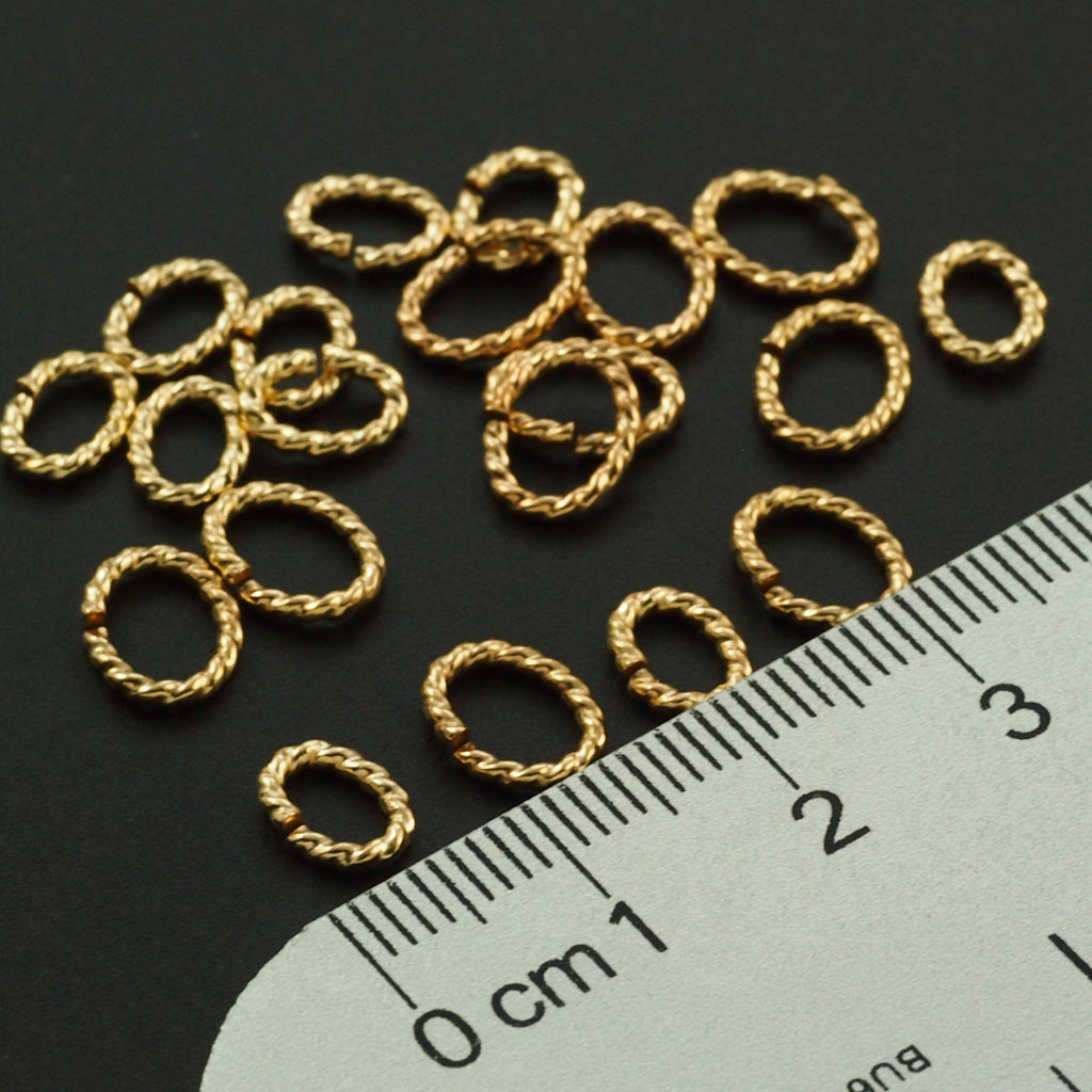 6 14kt Gold Filled Twisted Oval Jump Rings - 16 gauge in 2 Diameters