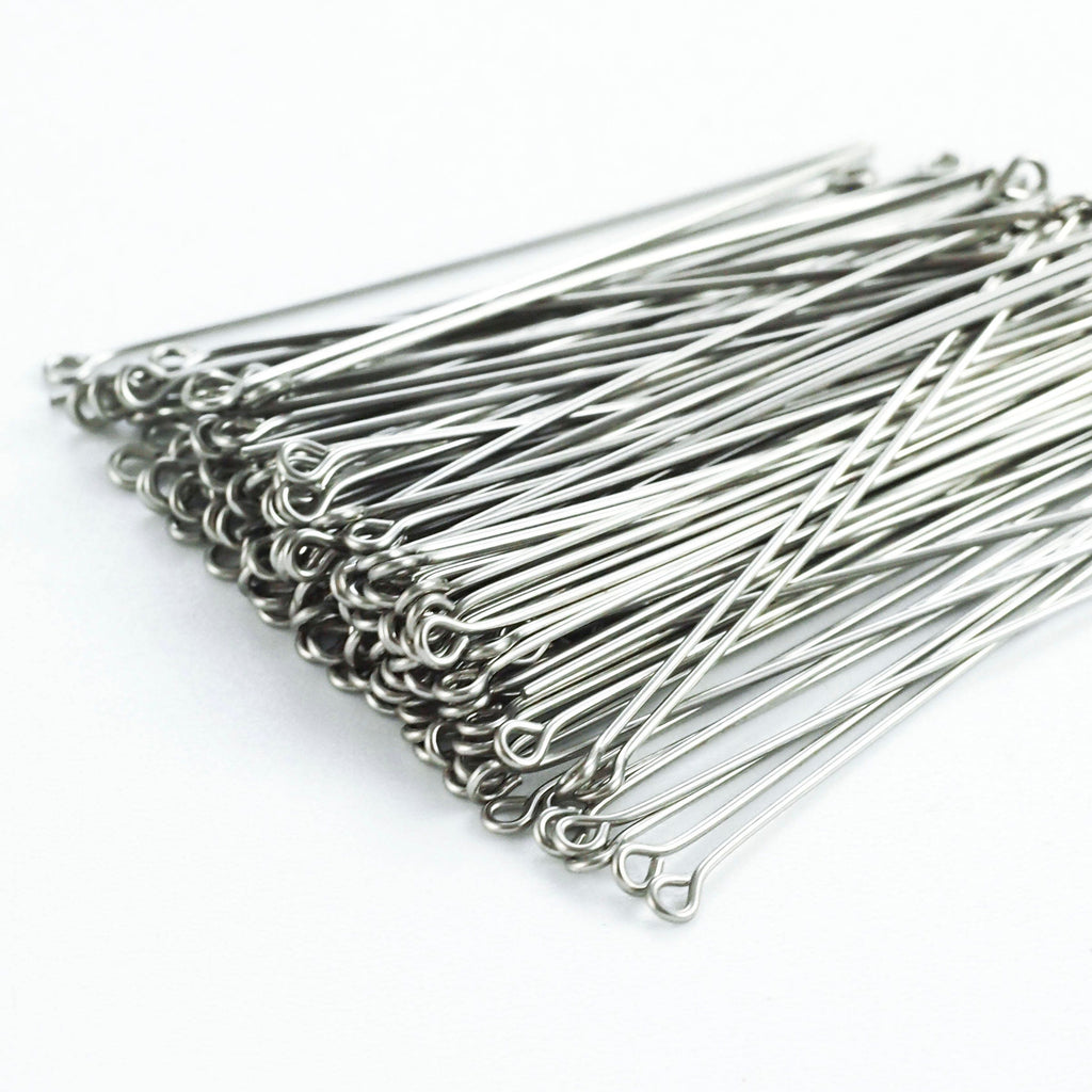 50 Stainless Steel Eye Pins - 21 or 24 gauge - Economical, Straight and Consistent - 100% Guarantee