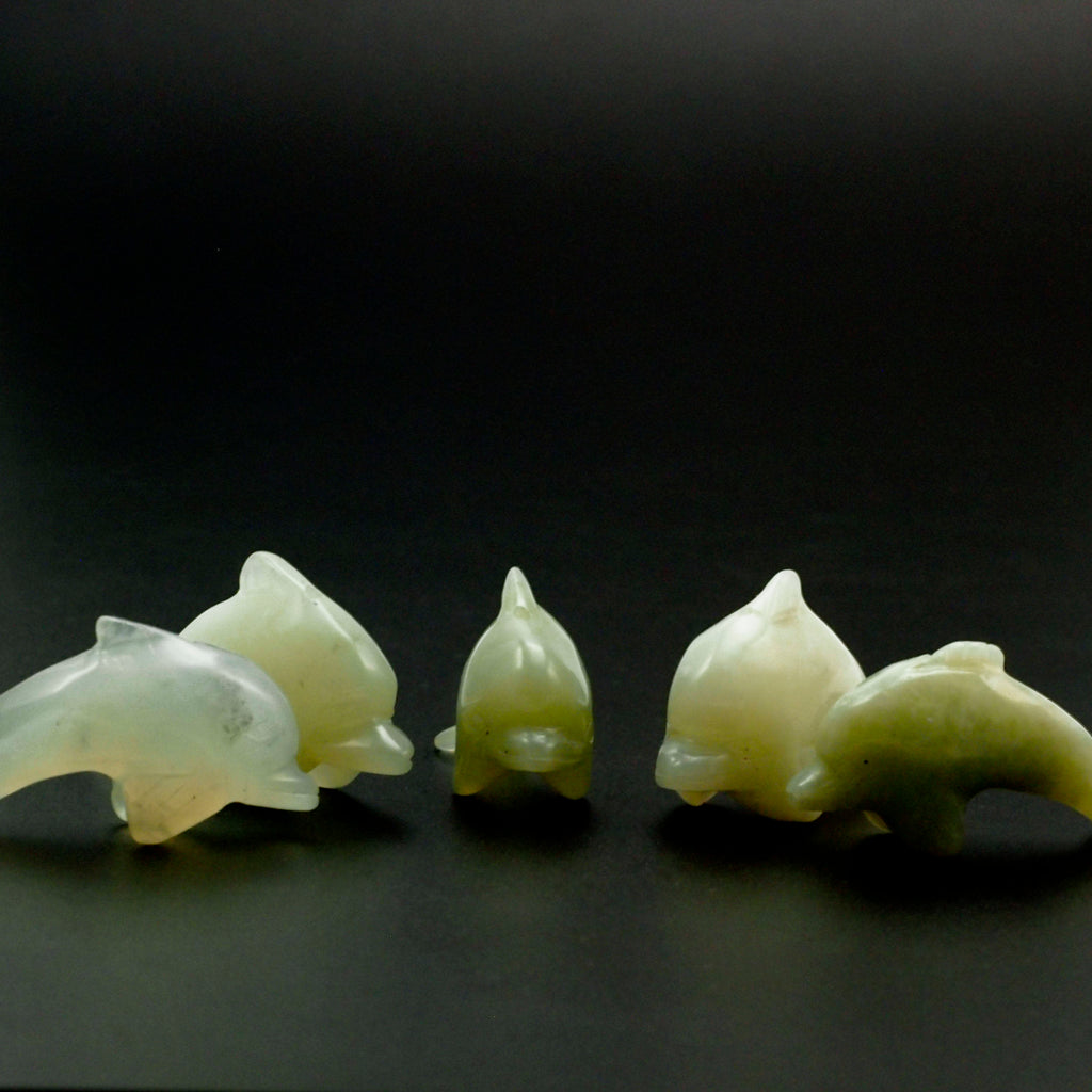 Dolphin Bead or Focal in Serpentine - Also Called New Jade - 100% Guaranteed Satisfaction
