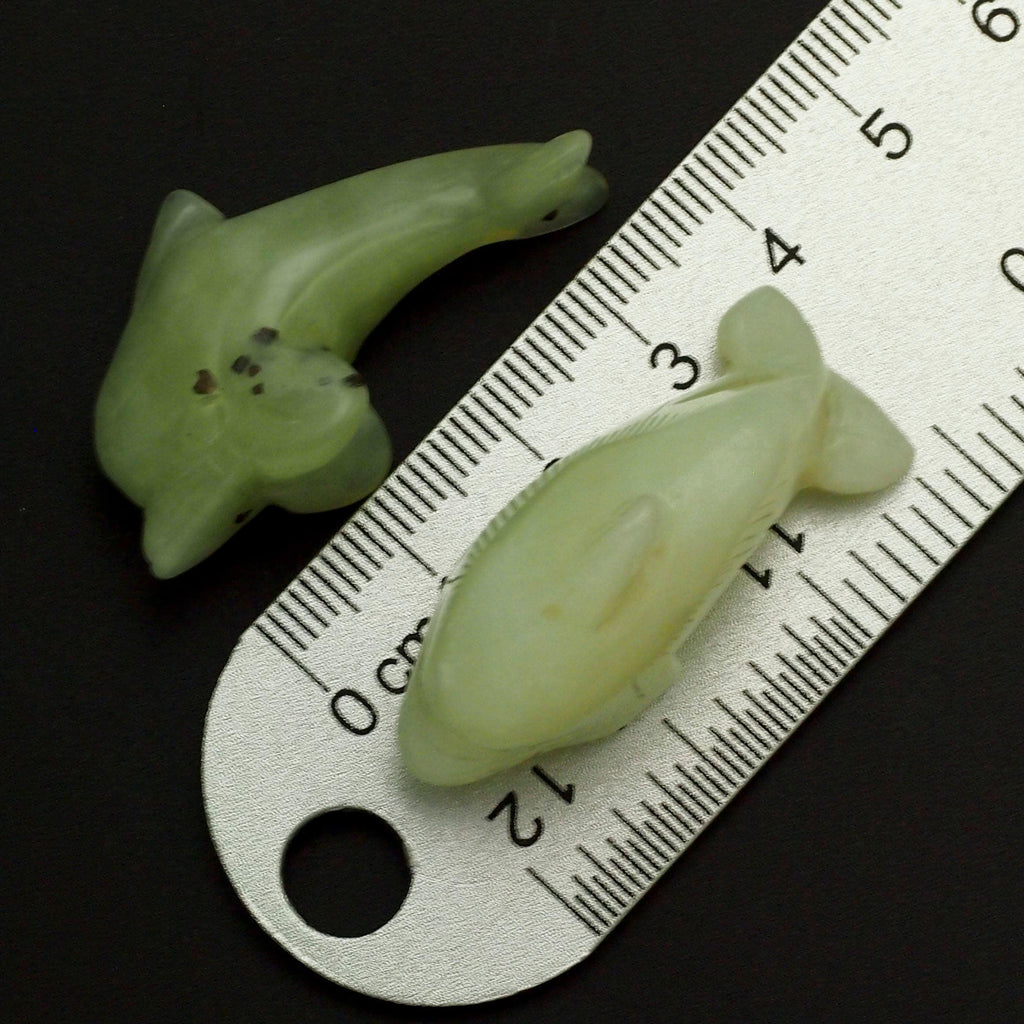 Dolphin Bead or Focal in Serpentine - Also Called New Jade - 100% Guaranteed Satisfaction