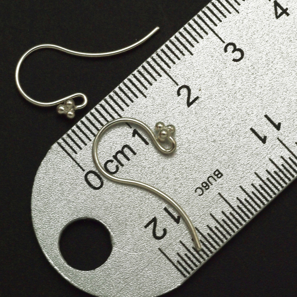 1 Pair Argentium Sterling Silver Ear Wires - 4 Ball Accent - 100% Guarantee