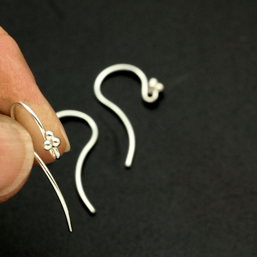 1 Pair Argentium Sterling Silver Ear Wires - 4 Ball Accent - 100% Guarantee