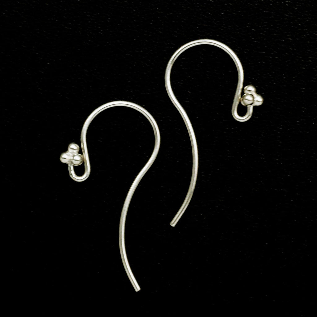 1 Pair Argentium Sterling Silver Ear Wires - 4 Ball Accent - 100% Guarantee