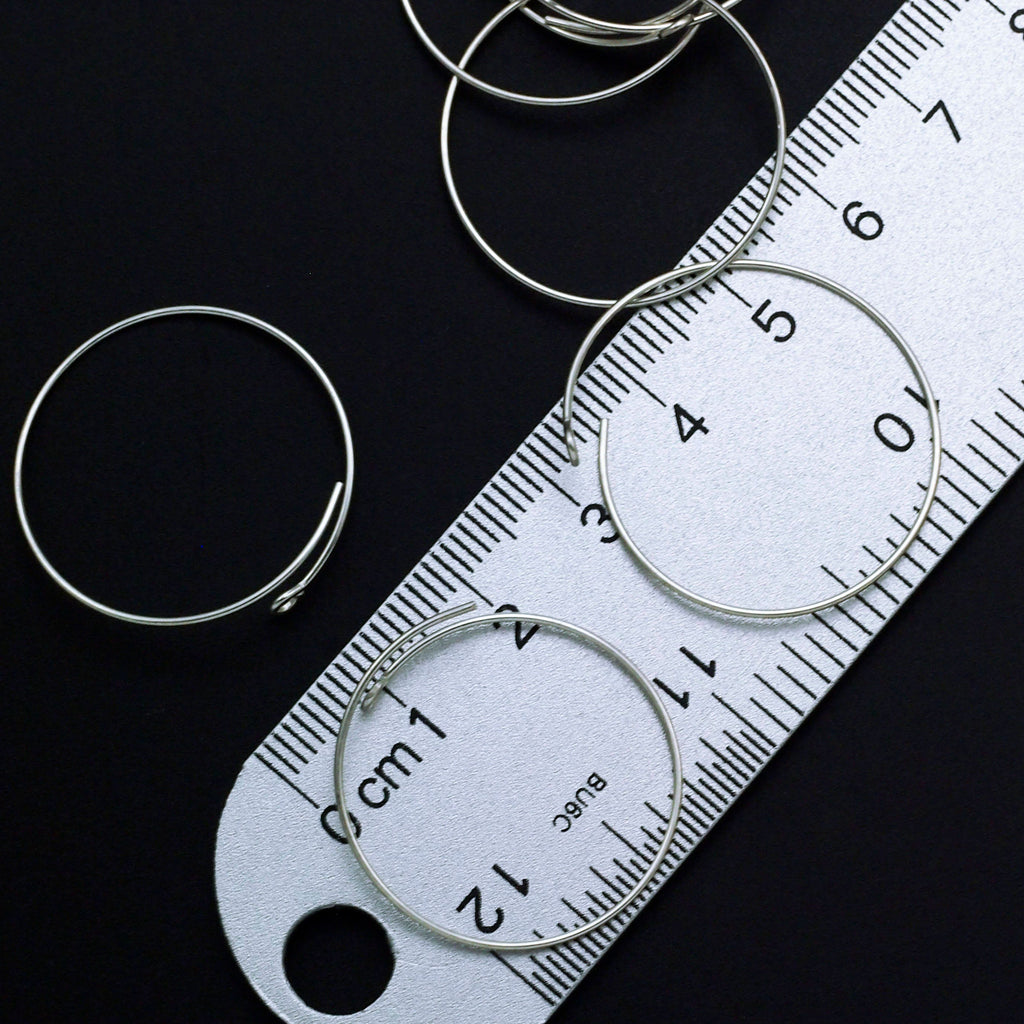 1 Pair Sterling Silver Beading Hoops - Economical 21 gauge - 13mm, 19mm or 25mm - Also Antique Sterling and Black Sterling Finishes