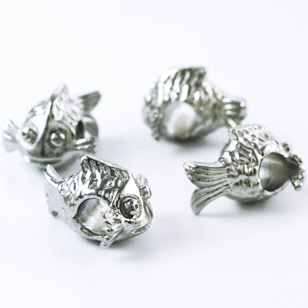 Clearance Sale 2 Stainless Steel Fishy Fishy Beads - 17mm X 15mm with Large 5mm Hole