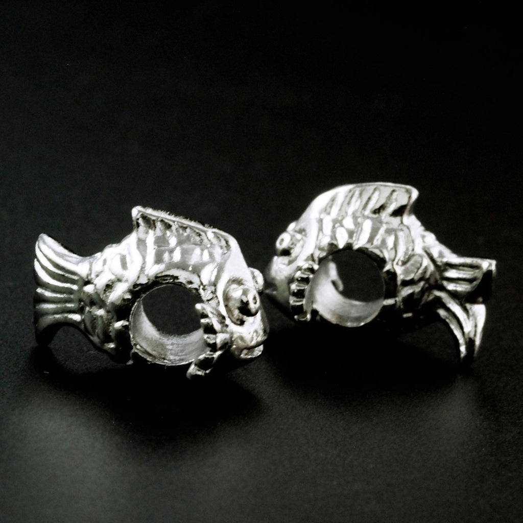 Clearance Sale 2 Stainless Steel Fishy Fishy Beads - 17mm X 15mm with Large 5mm Hole