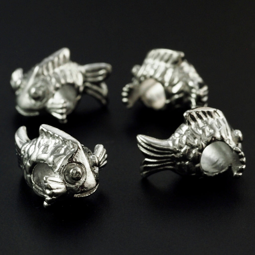 Clearance Sale 2 Stainless Steel Fishy Fishy Beads - 17mm X 15mm with Large 5mm Hole