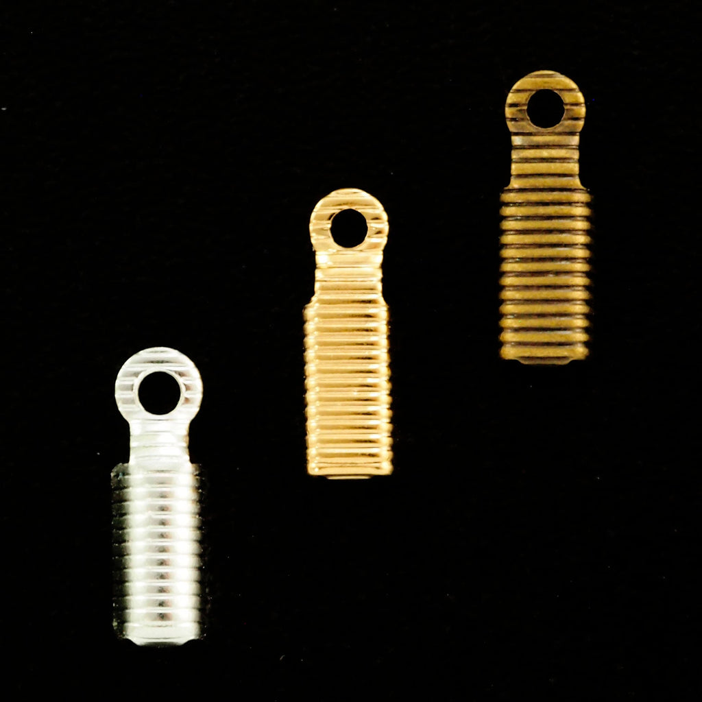 30 - 11mm X 3.5mm Corrugated Fold Over Cord Ends - Gold Plated, Antique Gold, Silver Plated and Gunmetal - Best Commercially Made