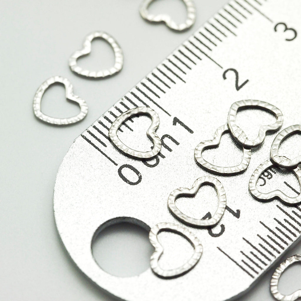 12 Stainless Steel Mini Heart Charms - 6.6mm X 7.4mm